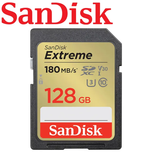 SanDisk 晟碟】128GB 180MB/s Extreme SDXC SD UHS-I V30 U3 記憶卡(平輸) - momo購物網