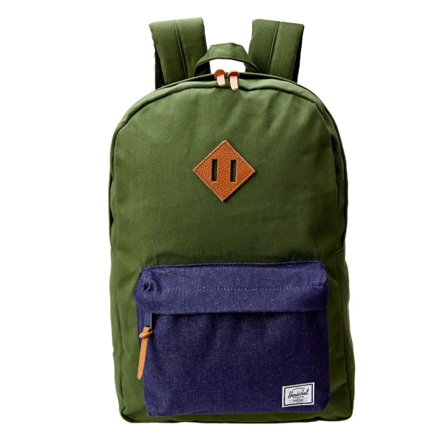 【Herschel】Heritage 大型 高階 重磅 水洗 軍綠 單寧 深藍 厚帆布 防潑水 皮革豬鼻 筆電層 背包 後背包