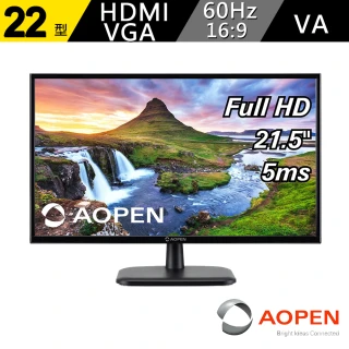 【Aopen 建碁】22CV1Q 22型 VA FHD 廣視角螢幕(5ms/HDMI/VGA)