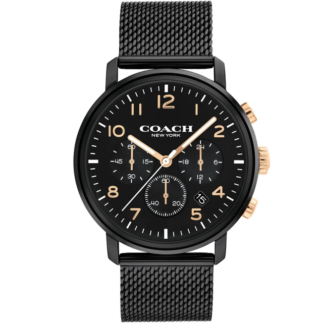 COACH【COACH】三眼計時米蘭帶時尚手錶-42mm/黑(14602605)