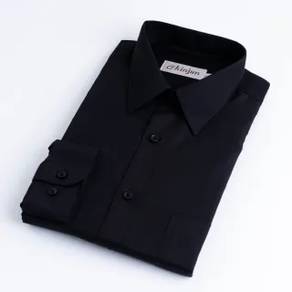 【CHINJUN】抗皺襯衫-長袖、素色黑、編號：8017(男性 商務 襯衫 好穿 舒適)