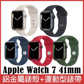 【Apple 蘋果】Apple Watch Series 7 GPS 41 公釐鋁金屬錶殼搭配運動錶帶(原廠保固一年)