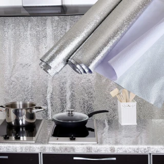 廚房抗油汙壁貼 鋁箔壁貼60x500cm(鋁箔壁貼/防污貼/防油貼)