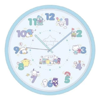 【小禮堂】Sanrio大集合 連續秒針壁掛鐘 - 藍男孩款(平輸品)