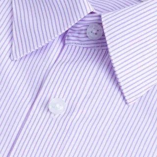 【CHINJUN】抗皺襯衫-長袖、白底紫條紋、編號：2014-1(男性 商務 襯衫 好穿 舒適)