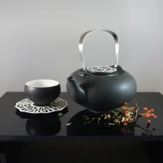 【TALES 神話言】墨玉系列-菱花茶壺(文創 禮品 禮物 收藏 風雅食具)