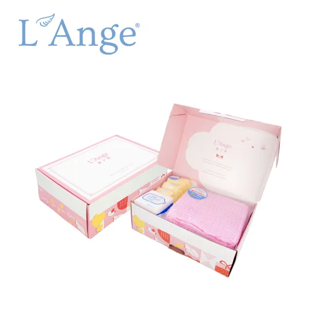 【L’Ange棉之境】經典純棉紗布禮盒組 - 粉色(紗布巾/彌月禮/純棉紗布浴巾)