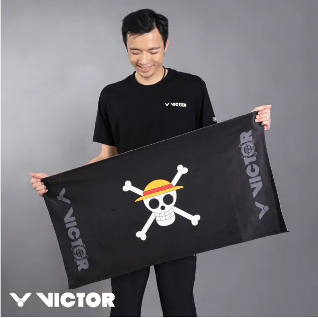 Victor 勝利體育 Victor 航海王長條毛巾 魯夫骷髏頭 C 4179 黑 Momo購物網