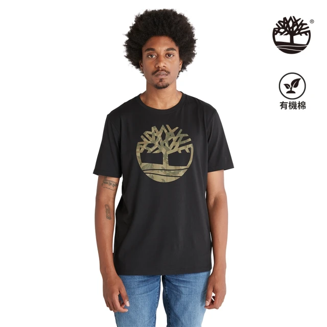 Timberland【Timberland】男款黑色有機棉迷彩樹型Logo短袖T恤(A6DVK001)