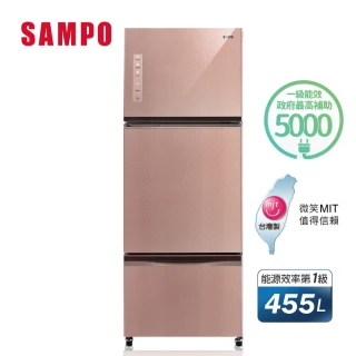 【SAMPO 聲寶】455公升一級能效AIE全平面玻璃系列變頻右開三門冰箱(SR-A46GDV-P1)