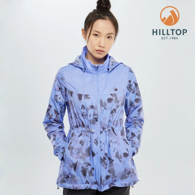 【Hilltop 山頂鳥】女款輕量超潑水抗UV外套S02FD3紫印花