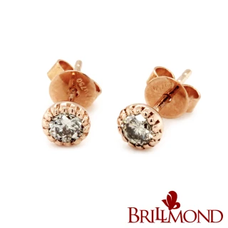 【BRILLMOND JEWELRY】30分18K玫瑰金耳環(1對 總重30分 全18K金材質)