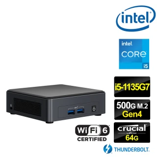【Intel 英特爾】NUC平台i5四核{火鳳軍神} 迷你電腦(i5-1135G764G500G M.2)