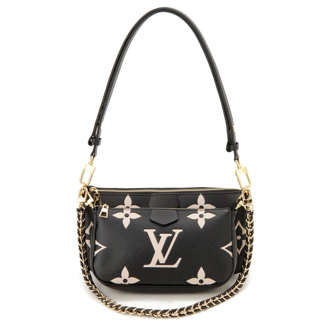 【Louis Vuitton 路易威登】M45777 經典Multi Pochette Accessoires系列兩用款肩背斜背包(黑色/米白)
