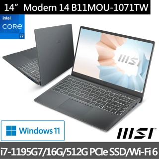 【MSI 微星】Modern 14 B11MOU-1071TW 14吋輕薄商務筆電(i7-1195G716G512G SSDWin11)