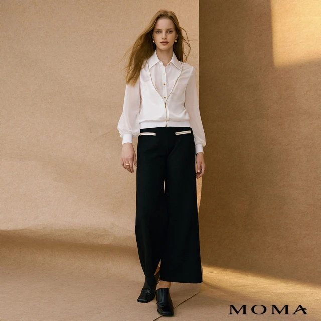 【MOMA】簡約都會俐落寬褲(黑色)