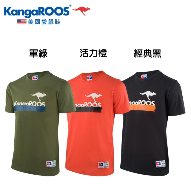 【KangaROOS】男女款 中性 膠帶LOGO 棉質 圓領T恤(三色任選)