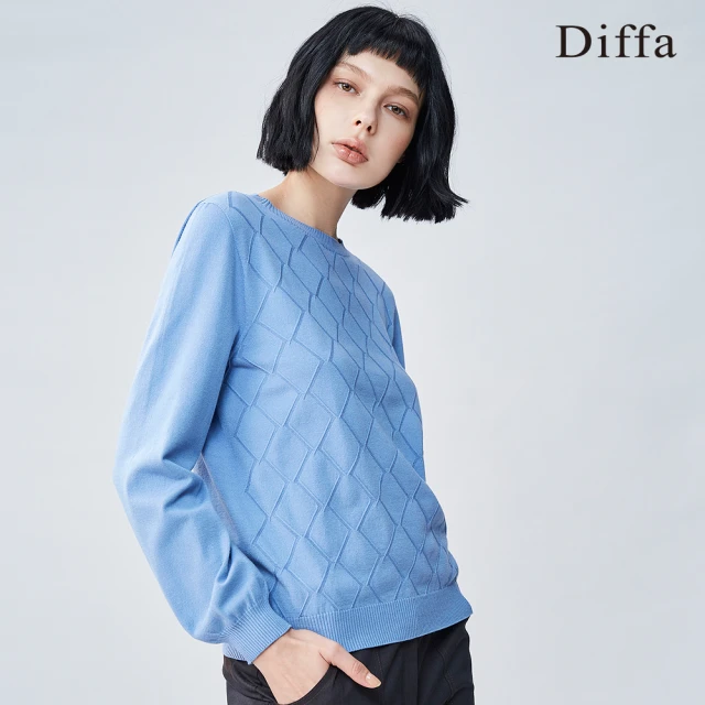 【Diffa】菱格無縫線衫-女