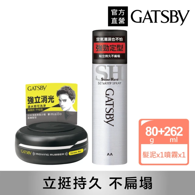 【日本GATSBY】持久造型2入組(造型噴霧180g+消光髮泥80g)