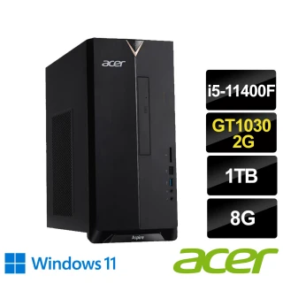福利品 Aspire TC-1660 i5 六核獨顯電腦(i5-11400F/8G/1TB HDD/GT1030-2G/Win11)