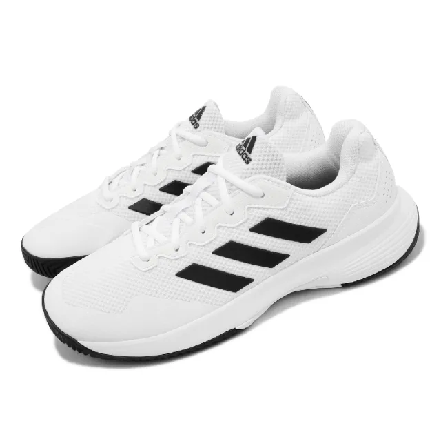【adidas 愛迪達】網球鞋 GameCourt 2 M 男鞋 白 黑 抓地 緩衝 運動鞋 愛迪達(GW2991)