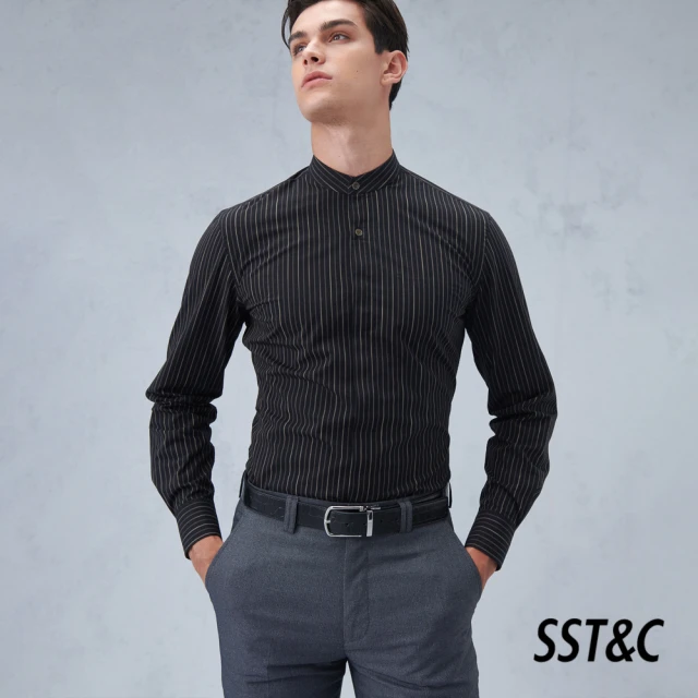 【SST&C 新品上市】舒適純棉黑咖條紋標準版襯衫0312209016