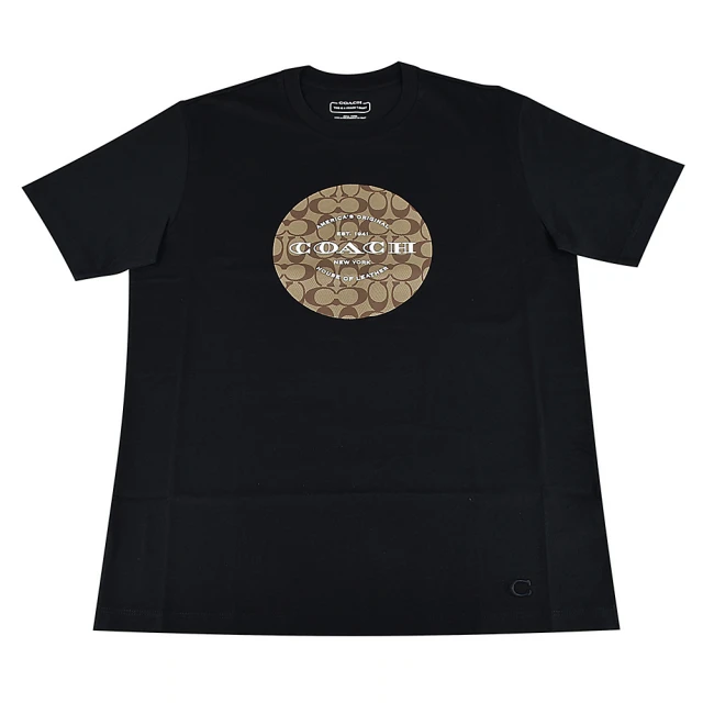 COACH 簡約品牌LOGO燙印棉質個性長袖T恤(午夜藍) 