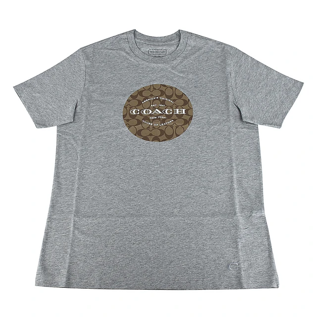 COACH 簡約品牌LOGO燙印棉質個性長袖T恤(午夜藍) 