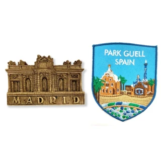 西班牙 馬德里 療癒磁鐵+西班牙 桂爾公園立體繡貼2件組紀念磁鐵療癒小物(C205+250)