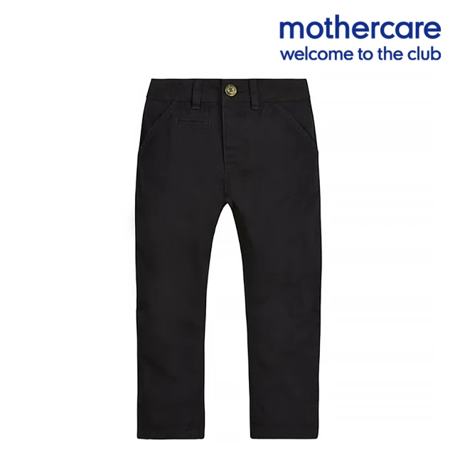 【mothercare】專櫃童裝 黑色素面反摺長褲(3-8歲)