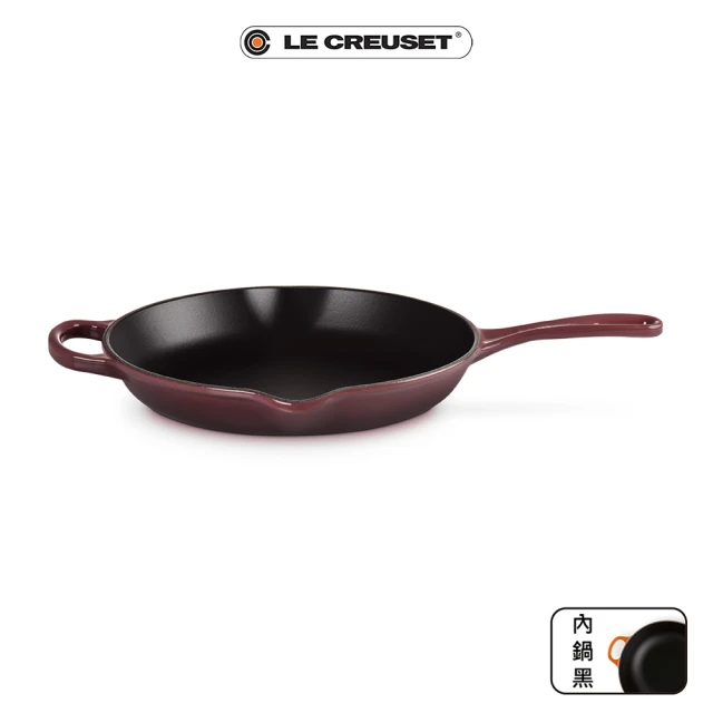 【Le Creuset】典藏琺瑯鑄鐵單耳單柄圓煎盤26cm(無花果-內鍋黑)