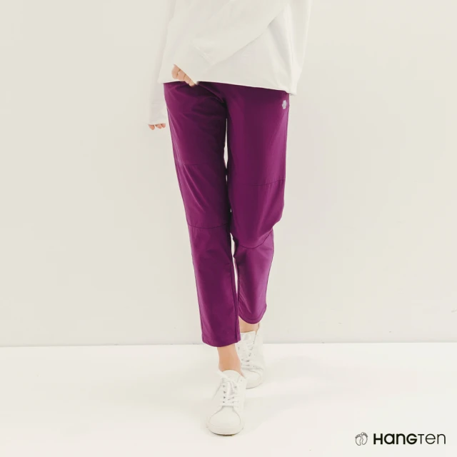 【Hang Ten】女裝-恆溫多功能-TAPERED FIT錐形四面彈內抽繩機能長褲(紫)