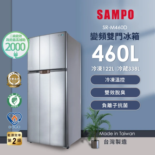 【SAMPO 聲寶】★★享退貨物稅2000元★★ 460公升二級能效變頻右開雙門冰箱(SR-M460D)