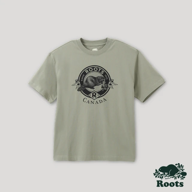 Roots【Roots】Roots 中性- 曠野之息系列 經典海狸LOGO有機棉短袖T恤(綠色)
