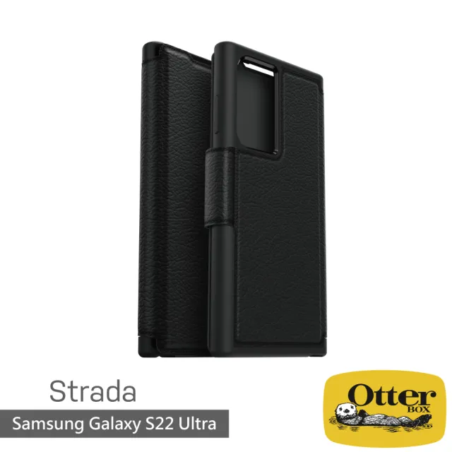 【OtterBox】Samsung Galaxy S22 Ultra 6.8吋 Strada步道者系列真皮掀蓋保護殼(黑)