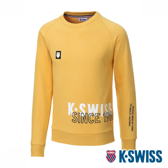 【K-SWISS】圓領長袖上衣 Modern Sweatshirt-男-黃(107269-721)