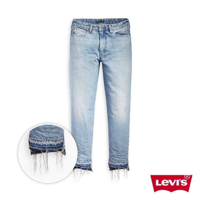 【LEVIS】LMC前衛工藝支線 男款 上寬下窄 寬鬆版小直筒牛仔褲 / 前短後長抽鬚不收邊褲管 熱賣單品