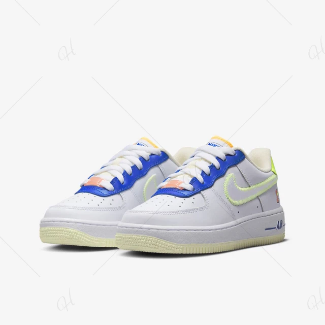 【NIKE 耐吉】休閒鞋 女鞋 大童 運動鞋 AF1 AIR FORCE 1 LV8 GS 白藍黃 FB1393-111