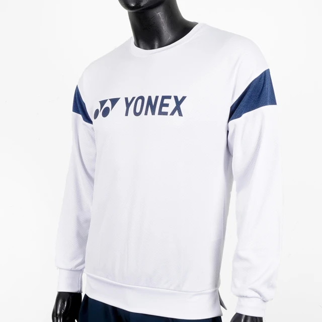 YONEX【YONEX】男 長袖 上衣 大學T 運動 羽球 休閒 圓領 柔軟 舒適 白(11582TR011)