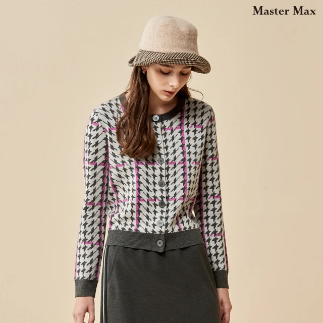 Master Max【Master Max】千鳥格圖案圓領兩穿針織上衣(8228017)