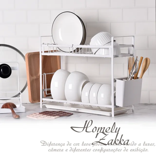 【Homely Zakka】日式簡約鐵藝多功能雙層瀝水架／碗盤收納架／置物架