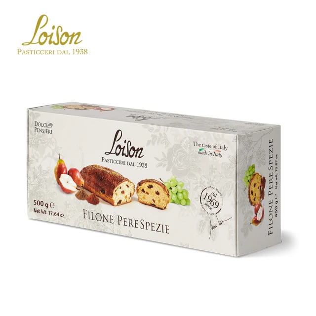 【Loison】義大利 經典蜜餞梨葡萄乾長枕麵包 500g(聖誕蛋糕 蜜餞梨 葡萄)