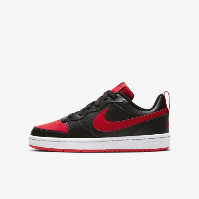 【NIKE 耐吉】Nike Court Borough Low 2 GS 大童 休閒鞋 運動 皮革 穿搭 黑紅(BQ5448-007)