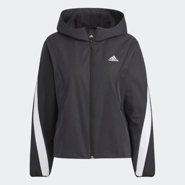 【adidas 愛迪達】Adidas MET WV JKT 女款 黑色 連帽風衣外套 KAORACER HF2469