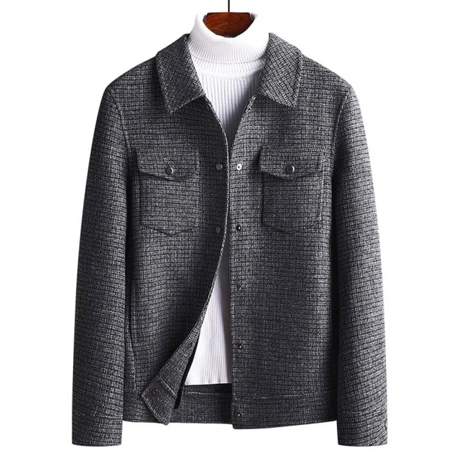 【米蘭精品】毛呢外套羊毛夾克(條紋雙面呢復古工裝男外套2色74de169)