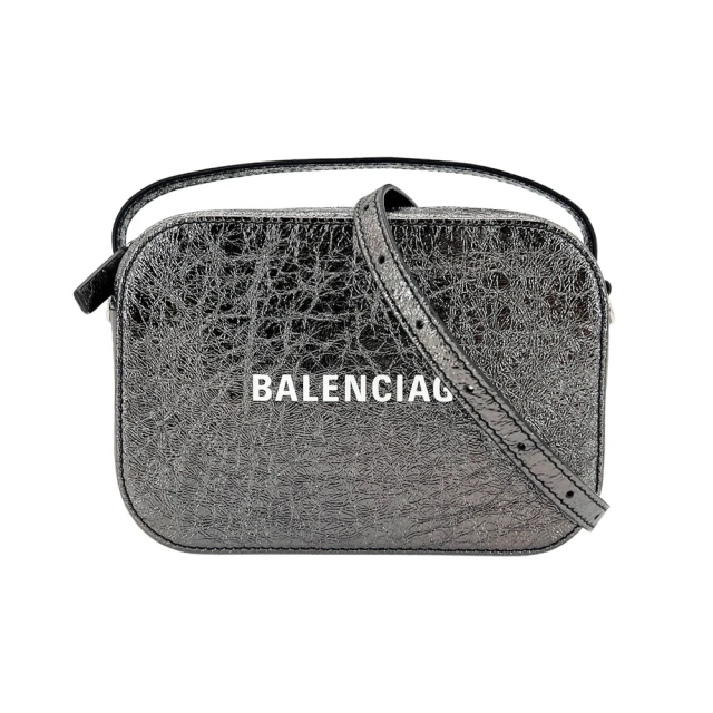 【Balenciaga 巴黎世家】Everyday XS 爆裂牛皮二用斜背相機包(608653-金屬黑)