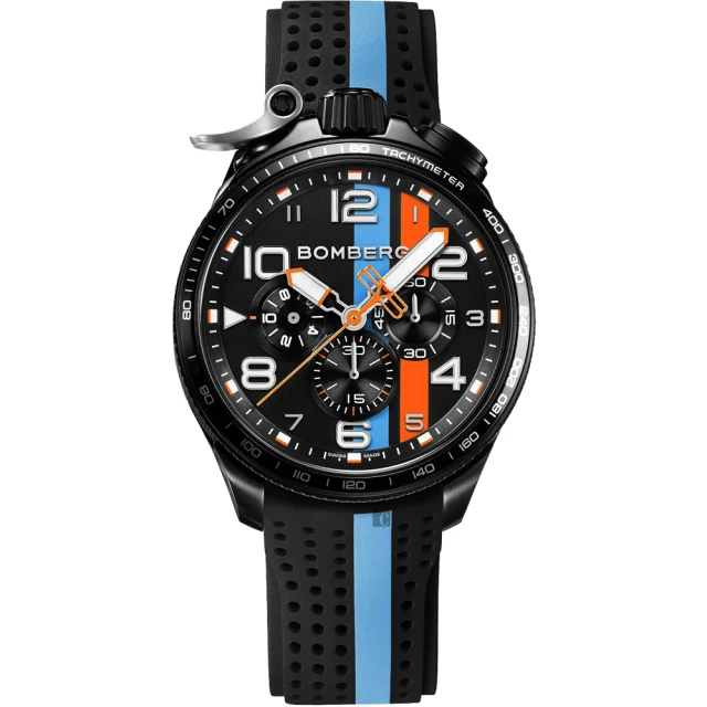 【BOMBERG】炸彈錶 Bolt-68 Racing 黑色XL復古賽車計時碼錶-45mm(BS45CHPBA.059-6.10)