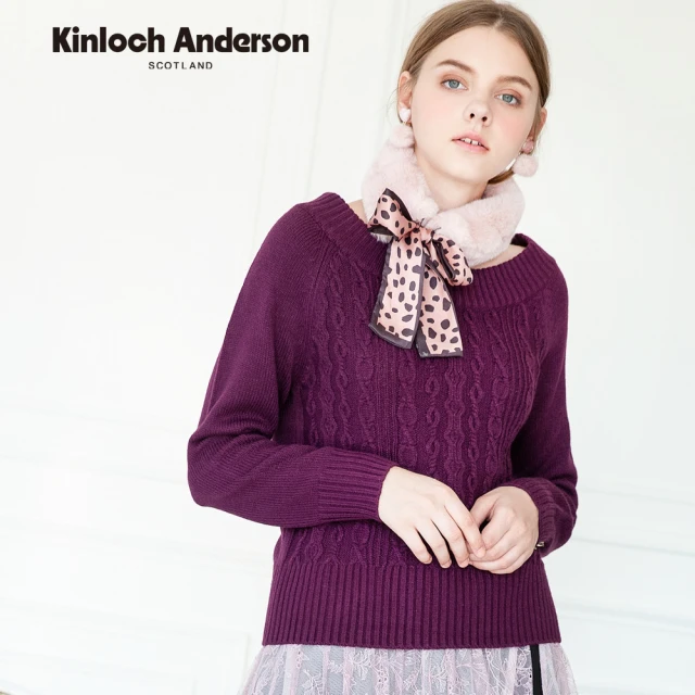 【Kinloch Anderson】金安德森女裝 甜美蝴蝶結織紋針織上衣(紫)