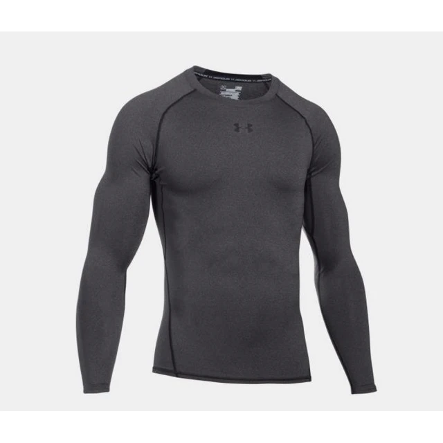 UNDER ARMOUR【UNDER ARMOUR】HG Armour長袖上衣 COM 碳灰麻花/碳灰麻花 男 長袖BASELAYER 灰(1257471-090)