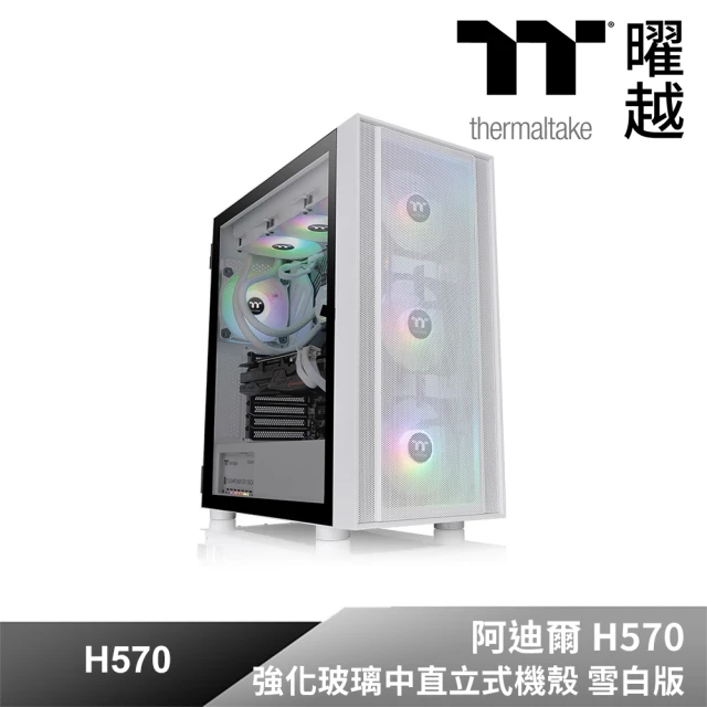 【Thermaltake 曜越】阿迪爾 H570 強化玻璃中直立式機殼 雪白版(CA-1T9-00M6WN-01)